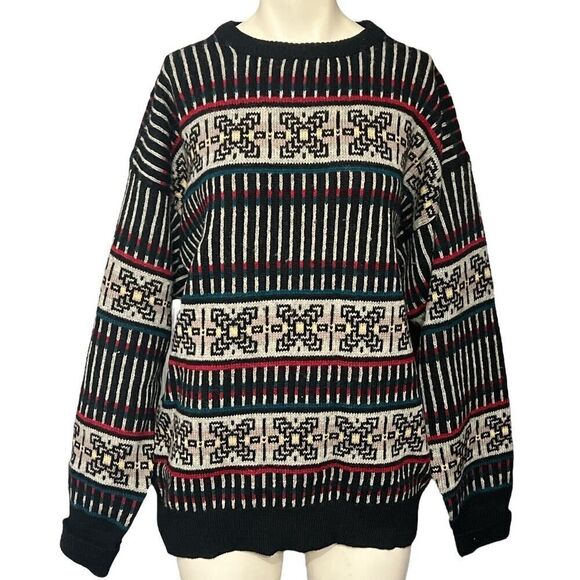 Vintage Limited Express Sweater Womens Medium Wool Striped Design Hong Kong  M - Picture 1 of 6